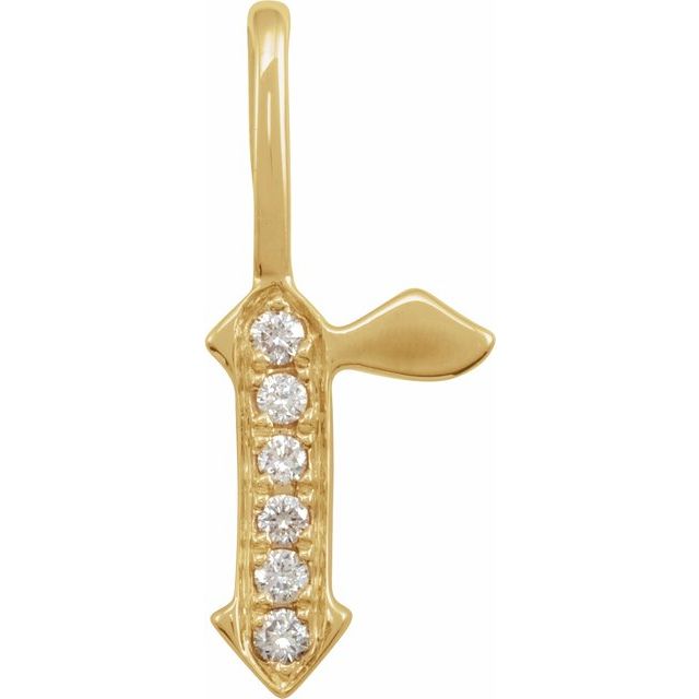 14K Yellow Or White Gold Round I1, H+ Polished Natural Diamond Gothic Initial Charm/Pendant