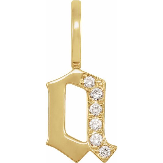 14K Yellow Or White Gold Round I1, H+ Polished Natural Diamond Gothic Initial Charm/Pendant