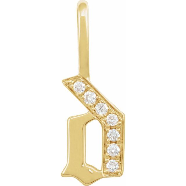 14K Yellow Or White Gold Round I1, H+ Polished Natural Diamond Gothic Initial Charm/Pendant