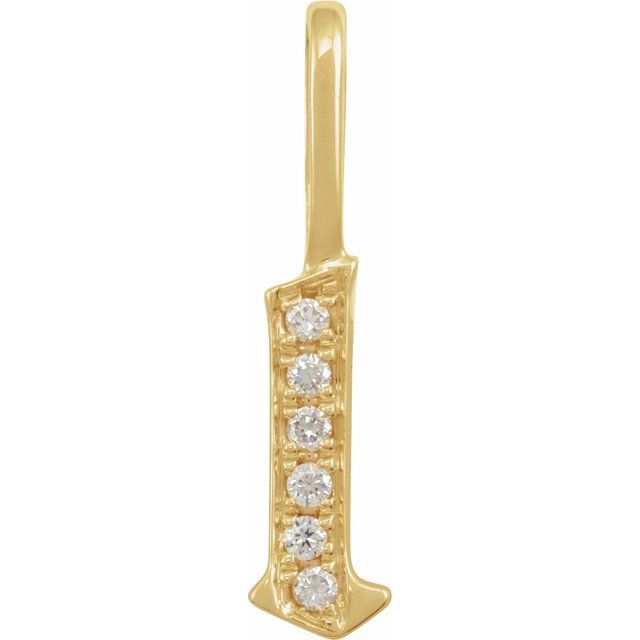14K Yellow Or White Gold Round I1, H+ Polished Natural Diamond Gothic Initial Charm/Pendant