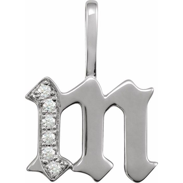 14K Yellow Or White Gold Round I1, H+ Polished Natural Diamond Gothic Initial Charm/Pendant