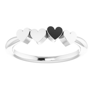 Sterling Silver 4-Heart Family Engravable Ring Size 7