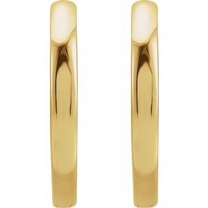 14K Yellow Or White Or Rose Gold Or Sterling Silver Pair Hinged Polished Hoop Earrings, Length 15 Mm, Thickness 1.65 Mm