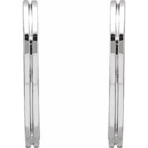14K White Gold Pair Hoop Earrings, Length: 15 Mm, Thickness: 1.4 Mm