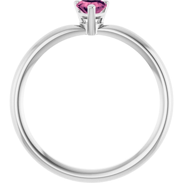 14K Yellow Gold Or Sterling Silver Heart 4 X 4 Mm Polished Natural Pink Tourmaline Solitaire Ring, Size 7