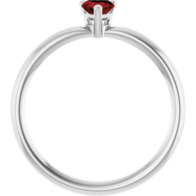 14K Yellow Gold Or Sterling Silver Heart 4 X 4 Mm Polished Natural Mozambique Garnet Solitaire Ring, Size 7