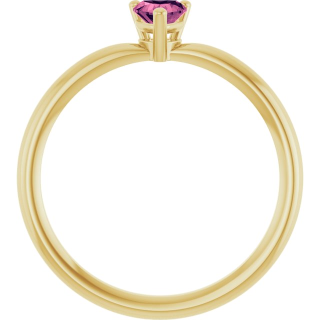 14K Yellow Gold Or Sterling Silver Heart 4 X 4 Mm Polished Natural Pink Tourmaline Solitaire Ring, Size 7