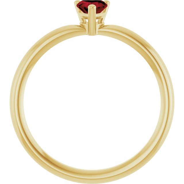 14K Yellow Gold Or Sterling Silver Heart 4 X 4 Mm Polished Natural Mozambique Garnet Solitaire Ring, Size 7
