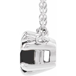 Sterling Silver Round 4 Mm Natural Onyx Double Claw-Prong Necklace, Length: 18 In