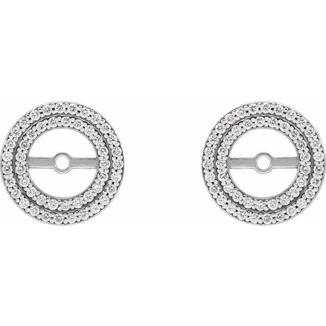14K White Gold 5.1 Mm Polished 1/5 Ctw Diamond Earring Jackets