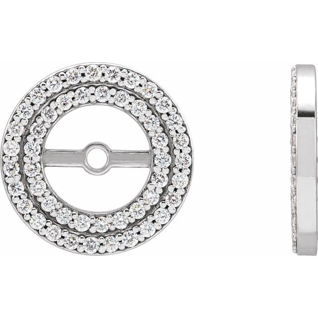 14K White Gold 5.1 Mm Polished 1/5 Ctw Diamond Earring Jackets