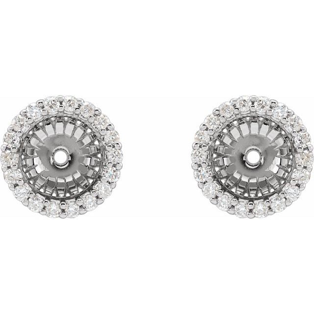Platinum 6.1 Mm Polished 1/5 Ctw Diamond Earring Jackets