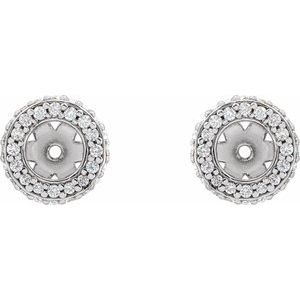 14K White Gold 4 Mm Pair Polished 1/5 Ctw Lab Grown Diamond Halo-Style Earring Jackets