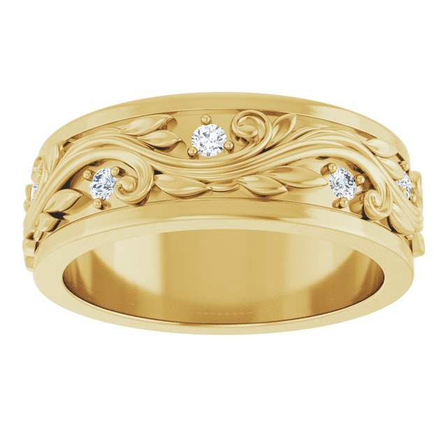 14K Yellow Or White Gold Round 1.8 Mm Si2-Si3, G-H Polished 1/4 Ctw Natural Diamond Band, Size 7