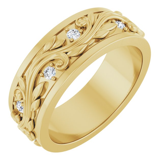 14K Yellow Or White Gold Round 1.8 Mm Si2-Si3, G-H Polished 1/4 Ctw Natural Diamond Band, Size 7