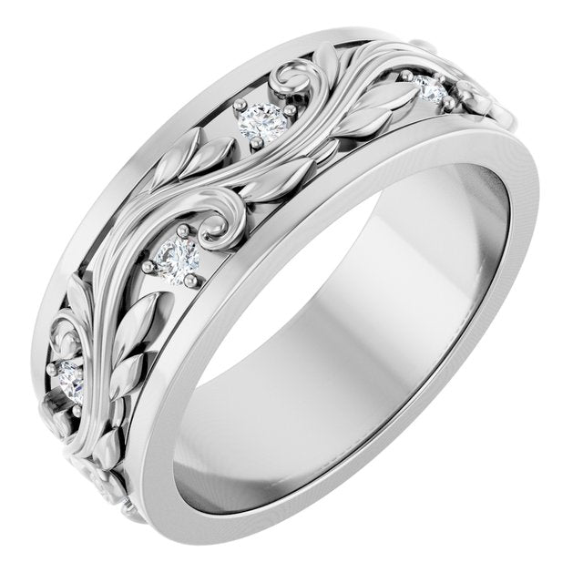 14K Yellow Or White Gold Round 1.8 Mm Si2-Si3, G-H Polished 1/4 Ctw Natural Diamond Band, Size 7