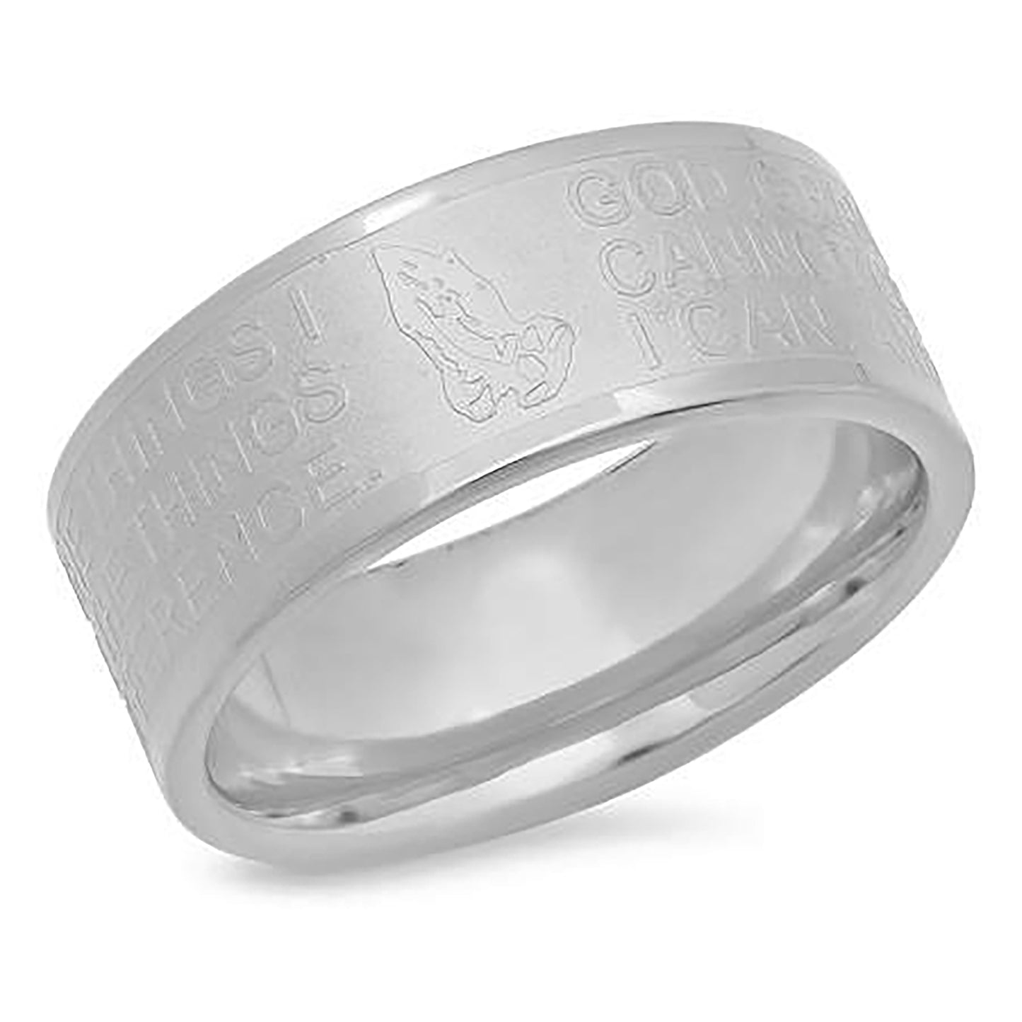 Stainless Steel Mens Lords Prayer Cross Religious Comfort-fit Bridal Anniversary Wedding Engagement Band Ring