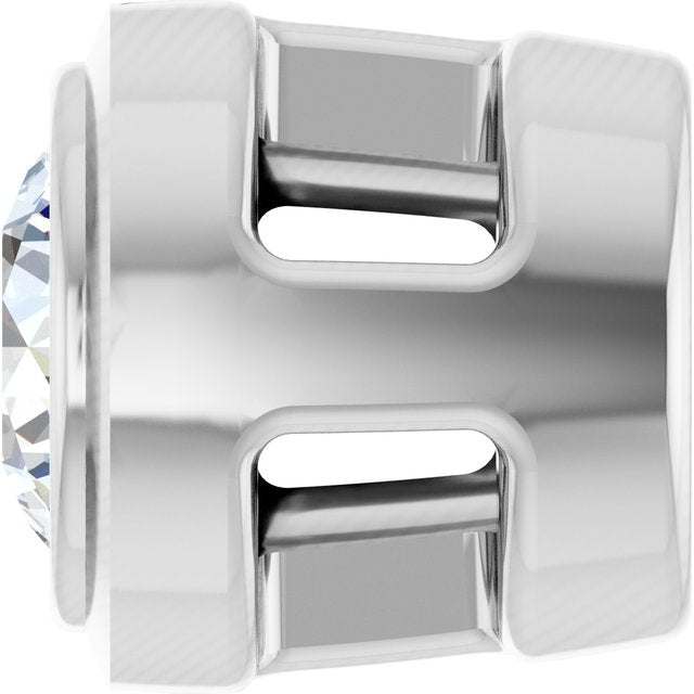 14K White Gold Round 4.1Mm I1, G-H Polished 1/4 Ct Natural Diamond Bezel-Set Pendant Slide