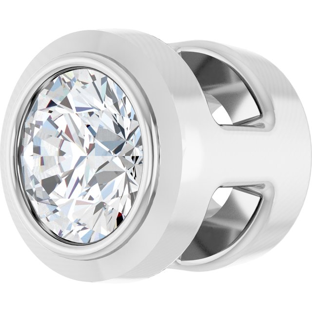 14K White Gold Round 4.1Mm I1, G-H Polished 1/4 Ct Natural Diamond Bezel-Set Pendant Slide