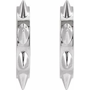 Sterling Silver 13.43 X 13.43 Mm Pair Friction Backs Included Polished Spike Hoop Earrings