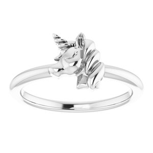Sterling Silver Polished Youth Unicorn Ring Size 3