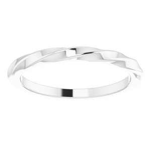 14K White Gold Polished Twisted Stackable Ring Size 7