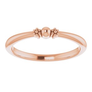 14K Rose Gold Polished Stackable Bead Ring Size 7