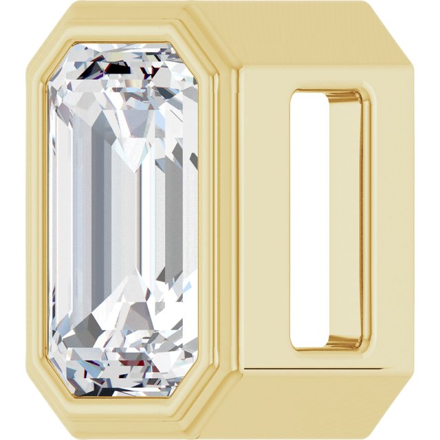 14K Yellow Gold Emerald 4 X 3Mm Si2-Si3, Ghi Polished 1/4 Ct Natural Diamond Solitaire Bezel-Set Pendant Slide