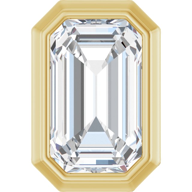14K Yellow Gold Emerald 4 X 3Mm Si2-Si3, Ghi Polished 1/4 Ct Natural Diamond Solitaire Bezel-Set Pendant Slide