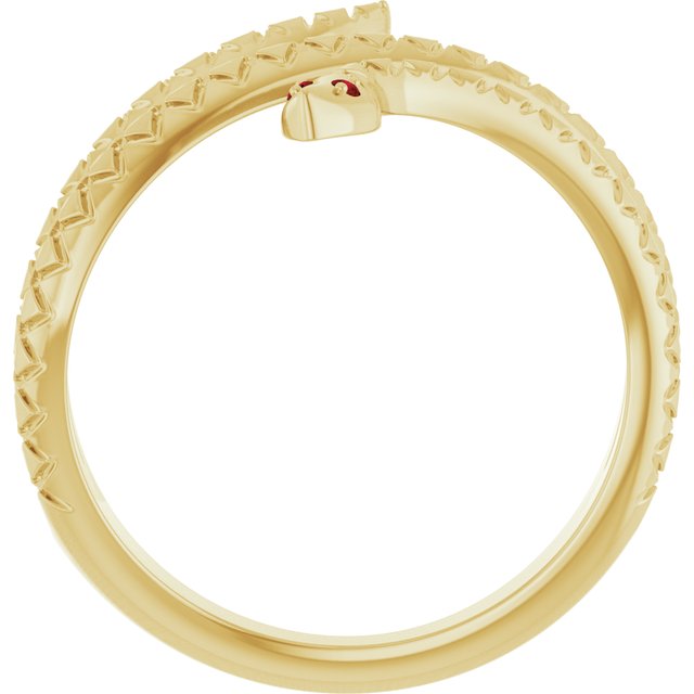 14K Yellow Gold Or Sterling Silver Round 1 Mm Polished Natural Mozambique Garnet Snake Ring, Size 7