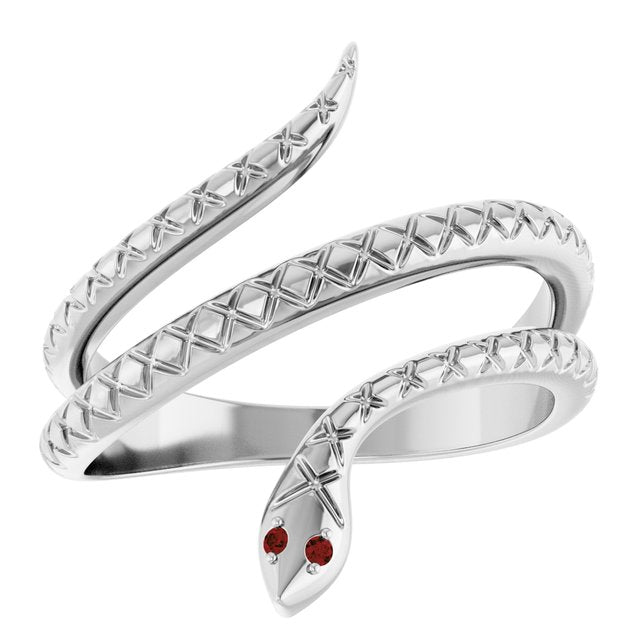 14K Yellow Gold Or Sterling Silver Round 1 Mm Polished Natural Mozambique Garnet Snake Ring, Size 7