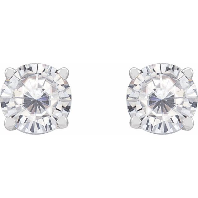 14K Yellow Or White Gold Round Friction 4-Prong Lab-Grown Gemstone Stud Earrings