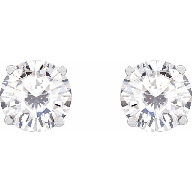 14K Yellow Or White Gold Round Friction 4-Prong Lab-Grown Gemstone Stud Earrings