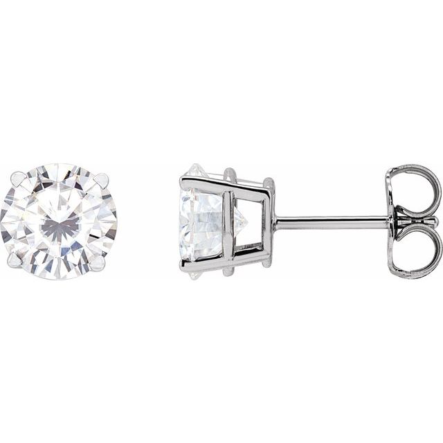 14K Yellow Or White Gold Round Friction 4-Prong Lab-Grown Gemstone Stud Earrings