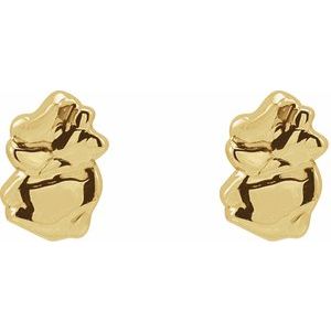 14K Yellow Gold 7.35 X 5.23 Mm Pair Friction Backs Polished Tiny Nugget Earrings