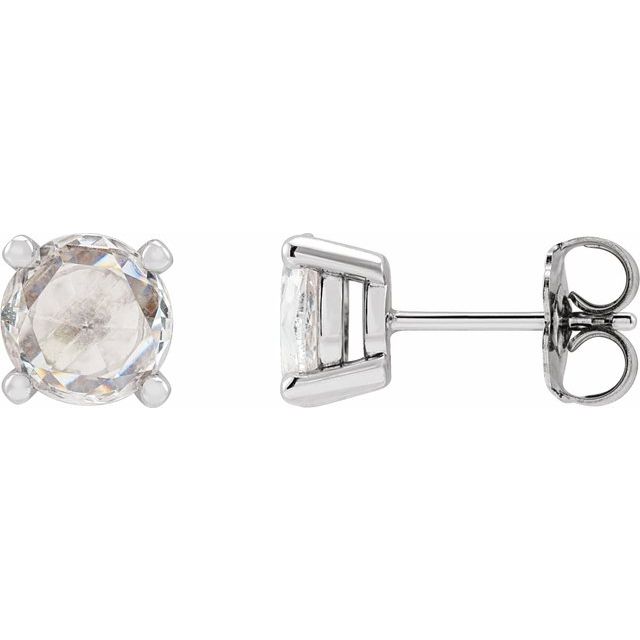 14K White Or Rose Gold 4 Mm Round Friction Back Polished 1/4 Ctw Rose-Cut Natural Diamond Basket Earrings