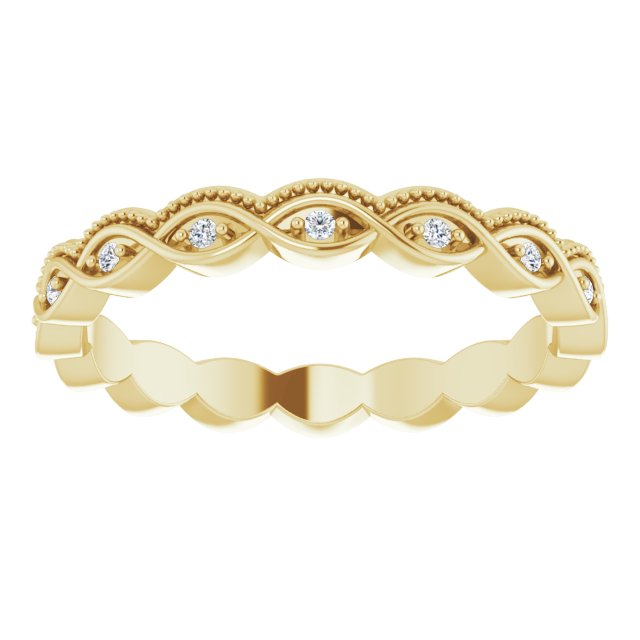 14K Yellow Gold Round 1.1 Mm Si2-Si3, G-H Polished .06 Ctw Natural Diamond Eternity Band, Size 7.5