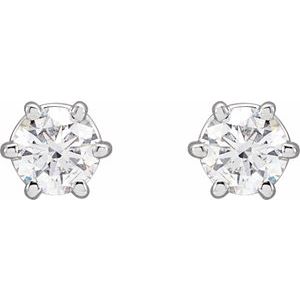 14K White Gold Round 4Mm Si1-Si2, Gh 1/2 Ctw Lab-Grown Diamond 6-Prong Wire Basket Friction Back Earrings