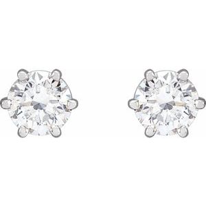 14K White Gold Round 5Mm Si1-Si2, Gh 1 Ctw Lab-Grown Diamond 6-Prong Wire Basket Friction Back Earrings