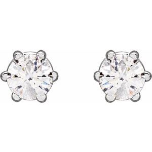 14K White Gold Round 3Mm Si1-Si2, Gh 1/6 Ctw Lab-Grown Diamond 6-Prong Wire Basket Friction Back Earrings