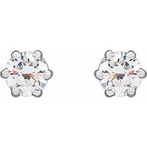 14K White Gold Round 3.2Mm Si1-Si2, Gh 1/4 Ctw Lab-Grown Diamond 6-Prong Wire Basket Friction Back Earrings