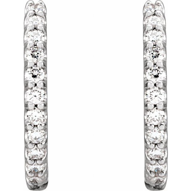 14K Yellow Or White Gold Round 1.3Mm I1, Gh Hinged Polished Natural Diamond Hoop Earrings