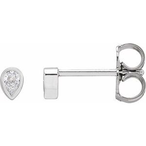 14K White Gold Pear 3 X 2 Mm .05 Ct Lab-Grown Diamond Micro Pear Bezel Earring, Length: 0.37 In