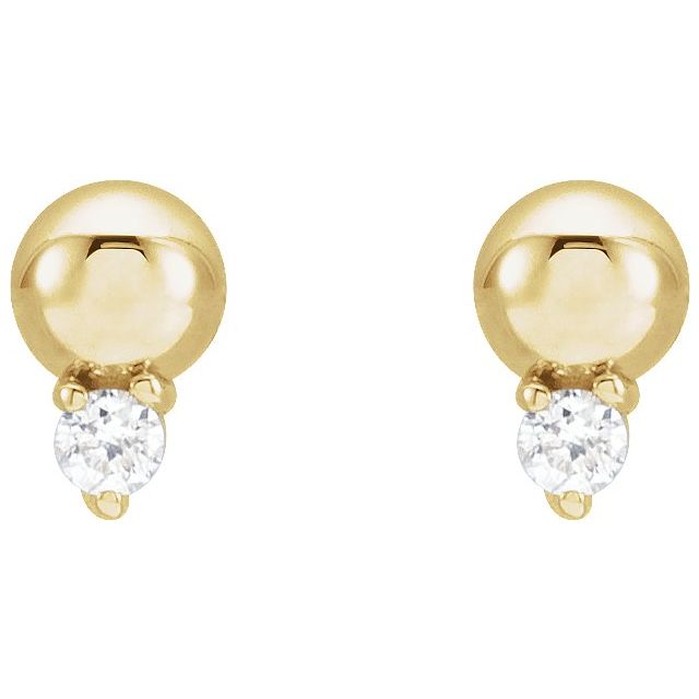 14K White Or Yellow Gold 1.5 Mm Friction Back Polished .03 Ctw Natural Diamond Solitaire Bead Earrings