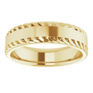 14K Yellow Gold 6 Mm Polished Mens Sculptural Flat Band Size 10
