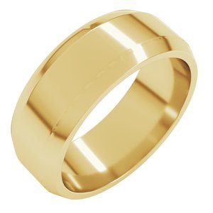 18K Yellow Gold 7 Mm Lightweight Beveled Edge Light Band Size 9