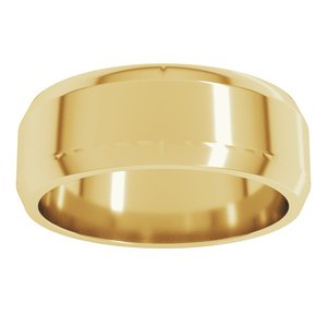 18K Yellow Gold 7 Mm Lightweight Beveled Edge Light Band Size 9