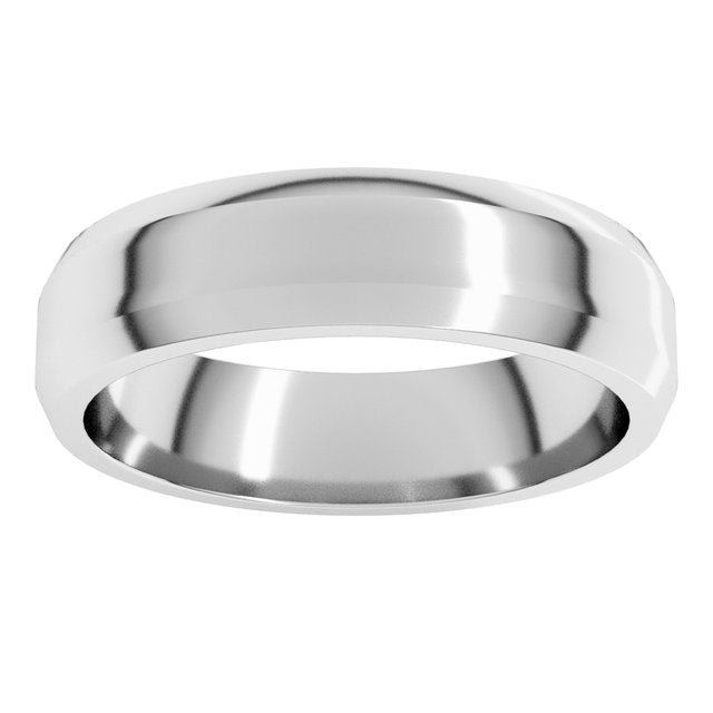 14K Yellow Or White Gold Or Platinum Standard Lightweight Beveled Edge Light Band
