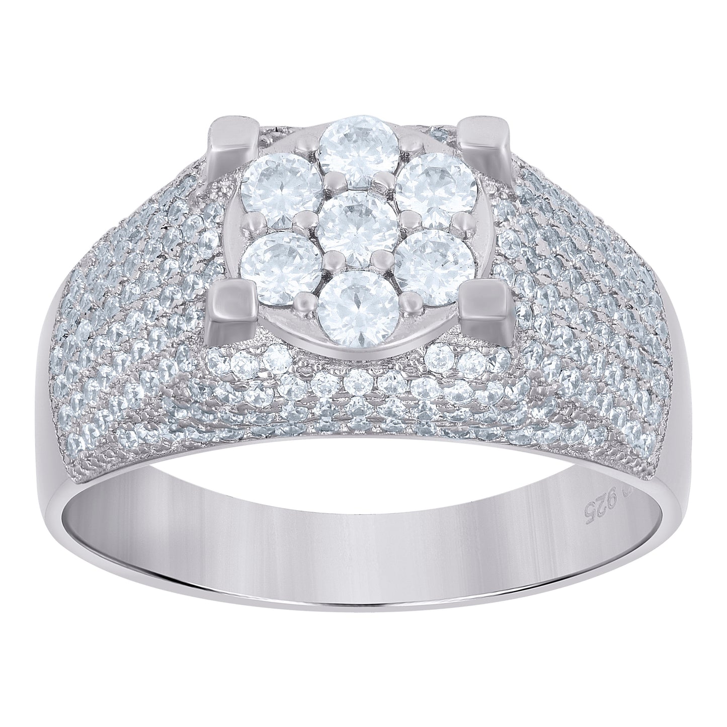 Sterling Silver Men's Cubic Zirconia Presidential Bridal Anniversary Wedding Engagement Band Ring Sizes 7 To 12