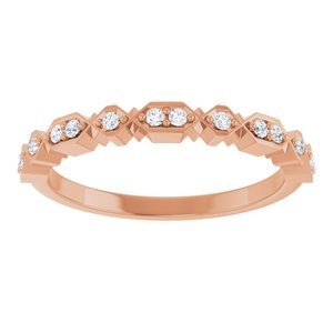 14K Rose Gold Natural Diamond Round 1.3 Mm Polished 1/8 Ctw Natural Diamond Geometric Stackable Anniversary Band Size 7